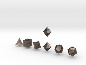 ELDRITCH POINTY Outies dice in Polished Bronzed Silver Steel