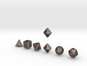 QUADRANT Bevel Innies dice in Polished Bronzed Silver Steel