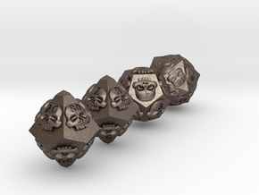 NECRON skull dice v2 d00 d10 d12 d20 in Polished Bronzed Silver Steel