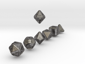 CYBERTECH Futuristic Outie Bevels Dice in Polished Nickel Steel