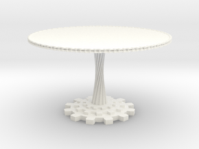 1:12 scale miniature industrial art table in White Processed Versatile Plastic