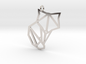 Origami Fox Pendant in Rhodium Plated Brass