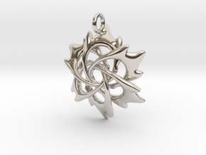6 Flame Petals - 2.5cm - wLoopet in Rhodium Plated Brass