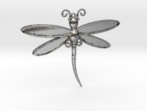 Dragonfly Pendant in Fine Detail Polished Silver