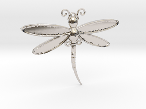Dragonfly Pendant in Rhodium Plated Brass