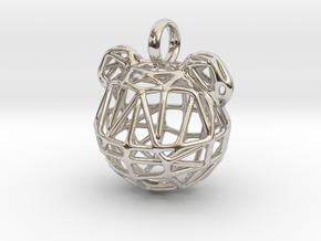 Teddy Bear Pendant - Small in Rhodium Plated Brass