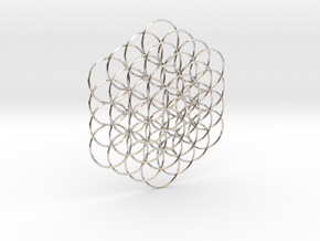Flower Of Life Weave - 8cm  in Rhodium Plated Brass