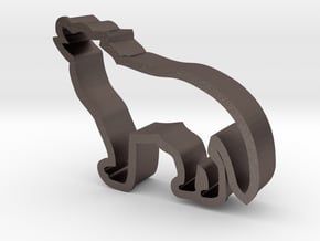 Wolf shaped cookie cutter in Polished Bronzed Silver Steel