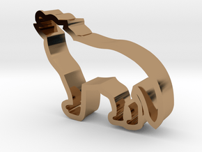 Wolf shaped cookie cutter in Polished Brass
