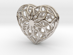 Valentine Heart - small in Rhodium Plated Brass