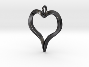 Twisted Heart pendant in Polished and Bronzed Black Steel