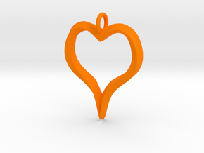 Twisted Heart pendant in Orange Processed Versatile Plastic
