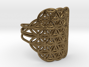 FLOWER OF LIFE Ring Nº32 in Polished Bronze