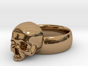 Skull Ring in Polished Brass