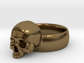Skull Ring in Polished Bronze