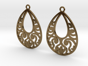  Teardrop Filigree Earrings in Polished Bronze