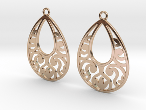  Teardrop Filigree Earrings in 14k Rose Gold Plated Brass