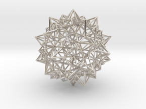 Stellated Icosidodecahedron - Wireframe in Rhodium Plated Brass