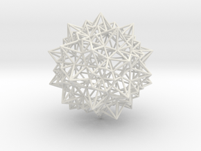 Stellated Icosidodecahedron - Wireframe in White Natural Versatile Plastic