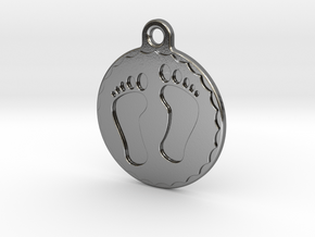 Baby Feet -  Charm / Pendant in Polished Silver