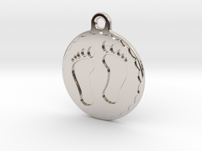 Baby Feet -  Charm / Pendant in Platinum