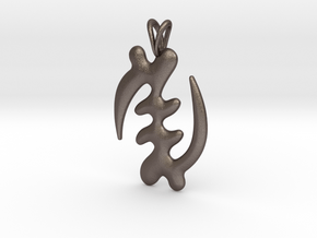 GYE NYAME Symbol Jewelry Pendant in Polished Bronzed Silver Steel