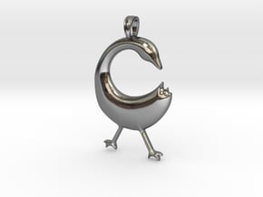 SANKOFA Symbol Jewelry Pendant in Fine Detail Polished Silver