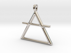 AIR Alchemy symbol Jewelry pendant in Rhodium Plated Brass
