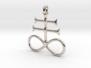 SULFUR Alchemy Symbol Jewelry Pendant in Rhodium Plated Brass
