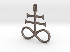 SULFUR Alchemy Symbol Jewelry Pendant in Polished Bronzed Silver Steel