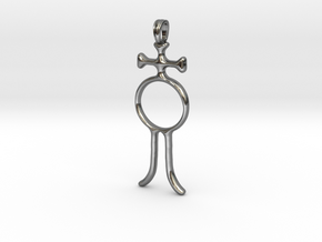 ALCHOOL Alchemy Symbol Jewelry Pendant in Fine Detail Polished Silver