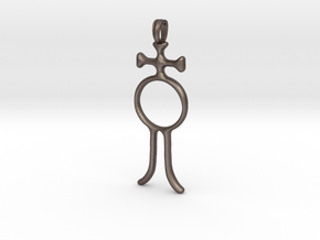 ALCHOOL Alchemy Symbol Jewelry Pendant in Polished Bronzed Silver Steel