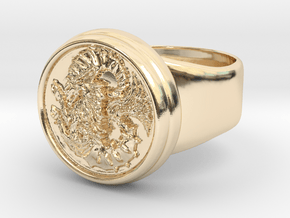Seal of Cagliostro, Size 9 in 14k Gold Plated Brass
