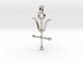 ANTIMONY Symbol Jewelry Pendant in Rhodium Plated Brass