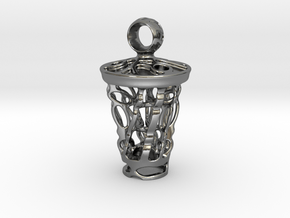 tritium: Witch Lantern vial pendant keyfob in Fine Detail Polished Silver