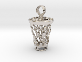 tritium: Witch Lantern vial pendant keyfob in Rhodium Plated Brass