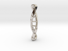 tritium: Dna Supported vial keyfob pendant in Rhodium Plated Brass
