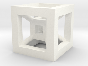 4D Cube（Tesseract） 12.5mm in White Processed Versatile Plastic