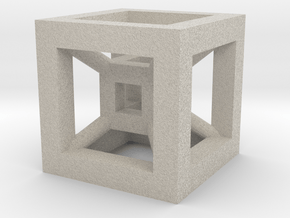 4D Cube（Tesseract） 12.5mm in Natural Sandstone