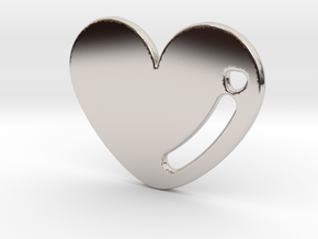 Love Heart Pendant in Rhodium Plated Brass