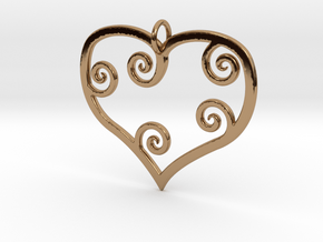 Heart Pendant Charm in Polished Brass