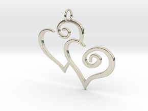 2-Heart Charm Pendant in 14k White Gold
