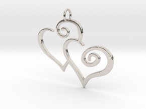 2-Heart Charm Pendant in Platinum