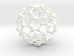 0370 Truncated Icosahedron V&E (a=1cm) #003 in White Processed Versatile Plastic