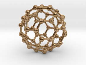0370 Truncated Icosahedron V&E (a=1cm) #003 in Polished Brass