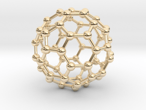 0370 Truncated Icosahedron V&E (a=1cm) #003 in 14k Gold Plated Brass