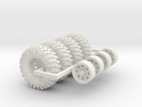 1/64 Crawler Tires with wheels in White Natural Versatile Plastic