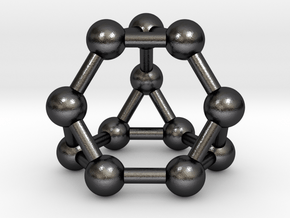 0372 Truncated Tetrahedron V&E (a=1cm) #003 in Polished and Bronzed Black Steel