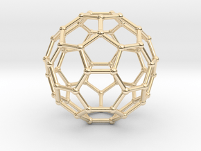 0369 Truncated Icosahedron V&E (a=1cm) #002 in 14k Gold Plated Brass