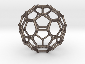 0369 Truncated Icosahedron V&E (a=1cm) #002 in Polished Bronzed Silver Steel